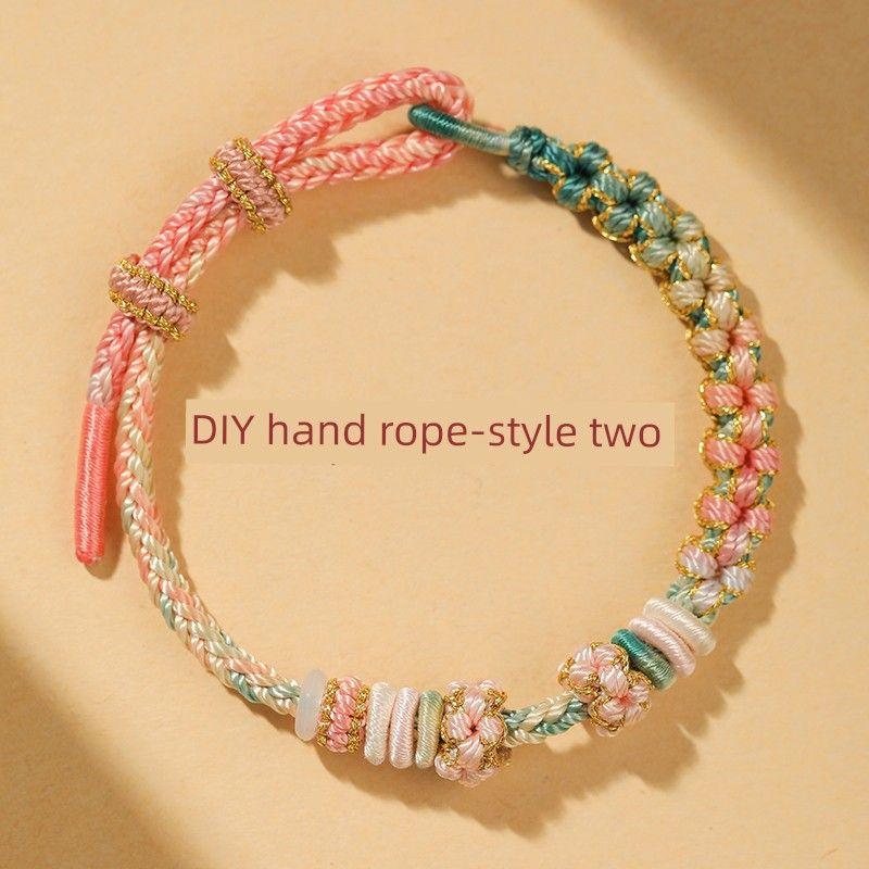 

Красная веревка Золотые бусины удачи Розовый Полуфабрикат Ремешок для переноски 13cm Green powder + colored peach blossom