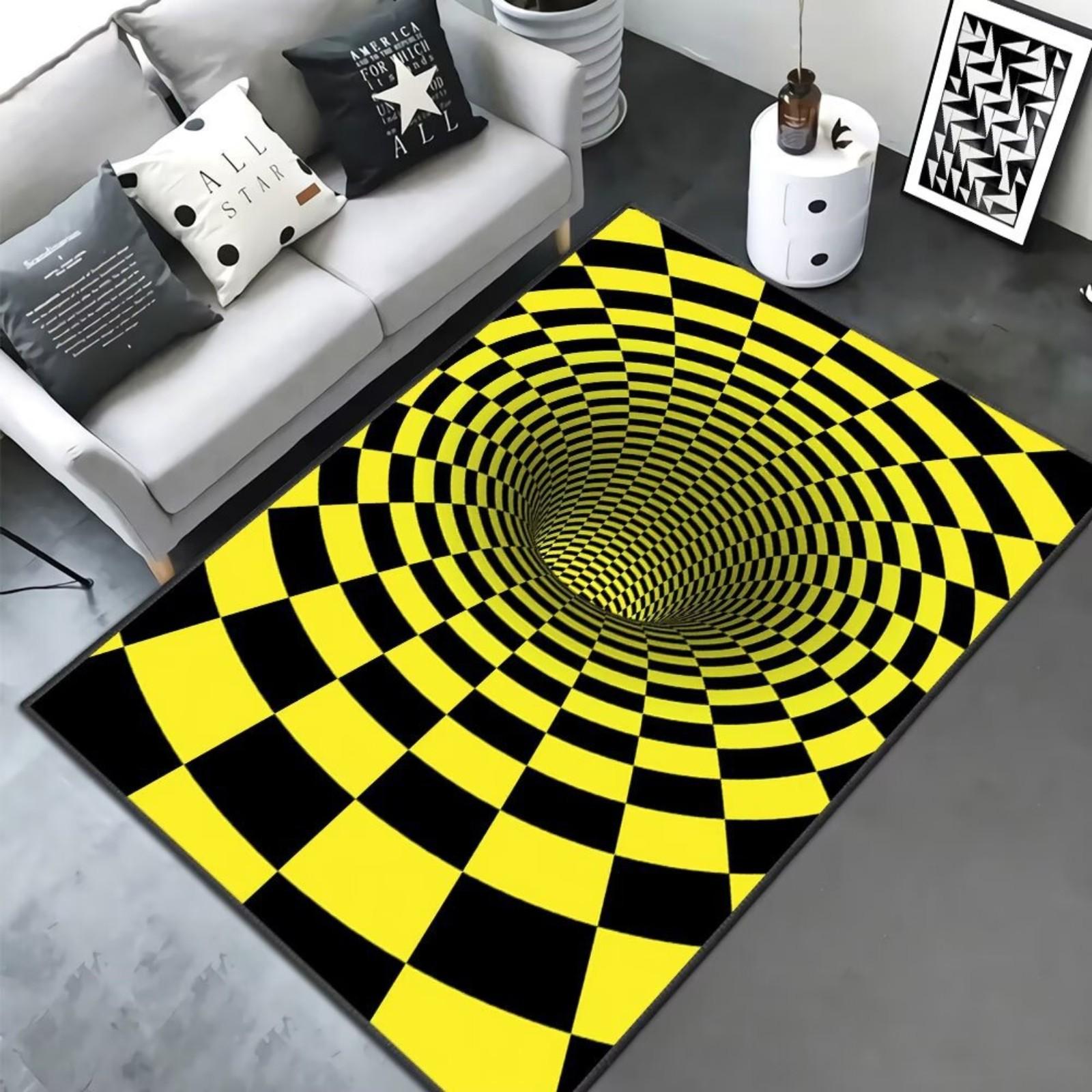 

3D Stereoscopic Visual Square Living Room Carpet Illusions Trap Pattern Entry Bedroom Coffee Table Floor Mat One Size