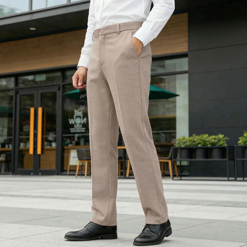 Men's English Gentleman Slim Fit Straight Leg Dress Pants | Casual Business Trousers For Commute