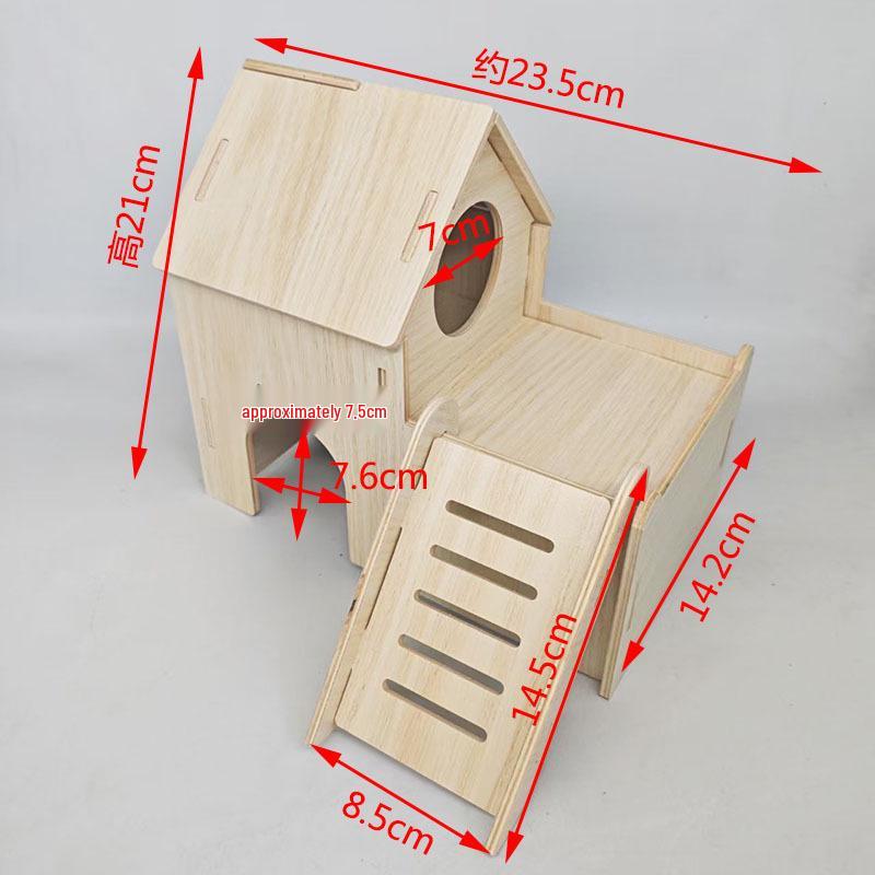 

Притулок з масиву дерева для хом яків, білок, їжаків та морських свинок - Великий дерев яний будиночок/гніздо