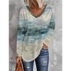 Plus Size Ladies' Autumn And Winter Women'S Fashion Printed Casual V-Neck Long-Sleeved T-Shirt