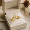 Pear Cut Moissanite Engagement Ring, Prong Set Bridal Jewelry, Solitaire Wedding Ring, Yellow Gold Plated Silver