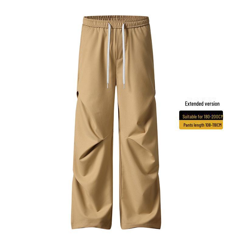 Muqiu Męskie Letnie Plisowane Szerokie Spodnie