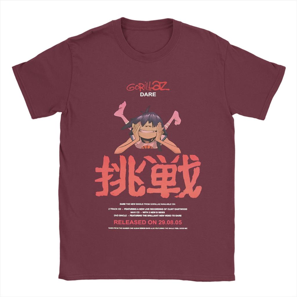 Trend Band Gorillaz Printed Pure Cotton T Shirt For Mens Summer Funny T Shirts O-Neck Hip Hop Tees Oversized Design Clothes