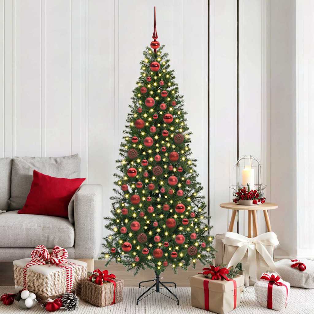 Christmas Ornament Set with 300 LEDs 120 pcs Red Plastic