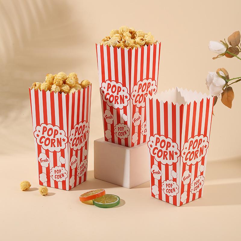 Striped Food-Grade Cardboard Folding Box for Popcorn, Fries, and Chicken