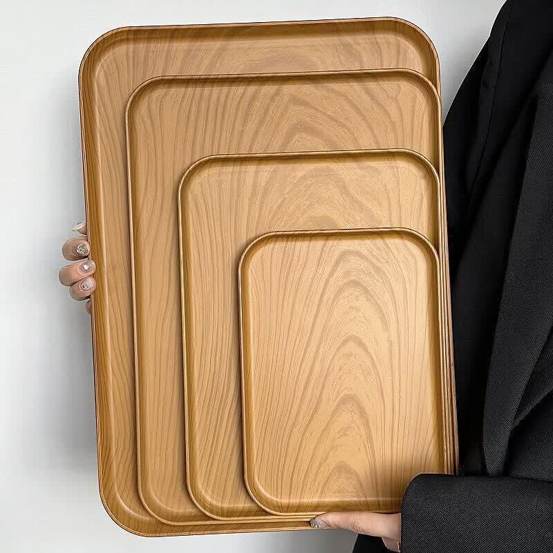 Rectangular Faux Wood Serving Tray