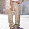 Damen Sommer Boho Palazzo Hose Hohe Taille Weites Bein Blumendruck Freizeithose Mit Taschen