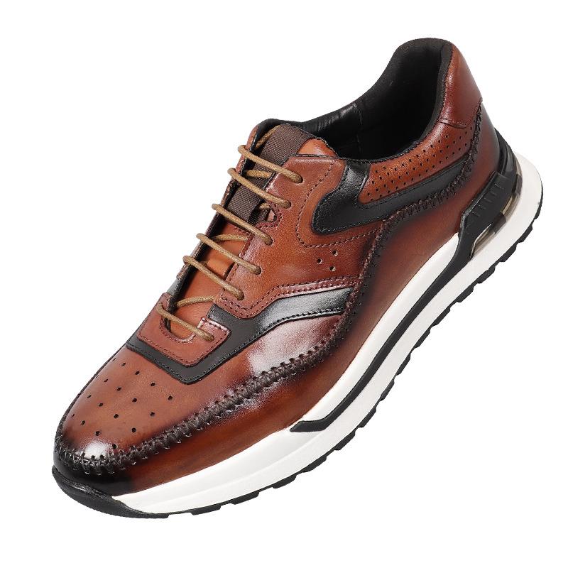 Pantofi de înaltă calitate pentru bărbați, din piele de vacă, pantofi ocazionali, la modă europeană 2024, de toamnă, de lux, confortabili, de culoare solidă, albastru maro.