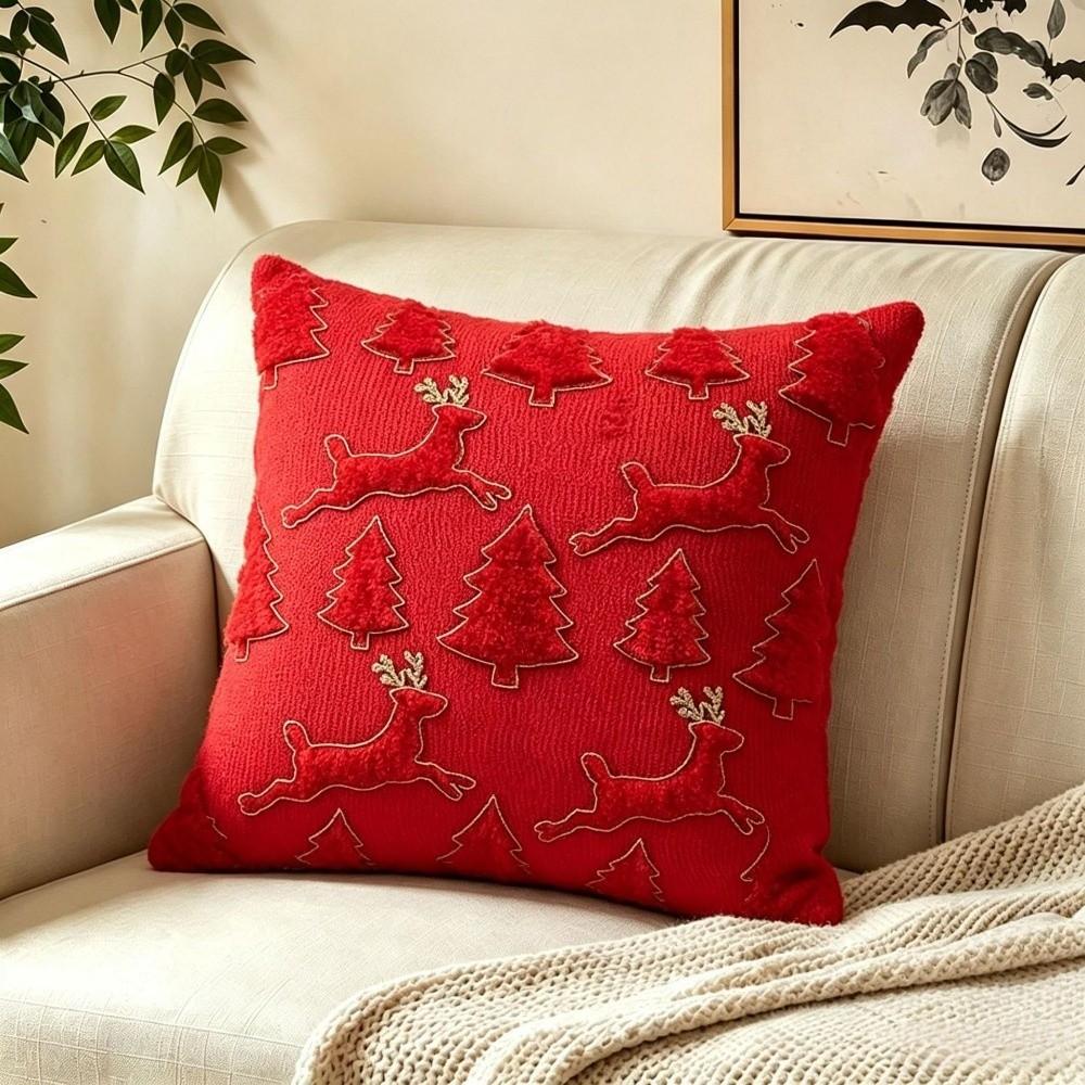 Soft Throw Pillow Cover Xmas Tree Decorative Cushion Cover Plush Cushion Cover Home Decor
