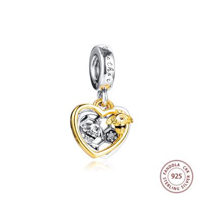 Fit Europe Bracelet 925 Sterling Silver Hearts & Bees Dangle Charms Beads Women DIY Jewelry Making
