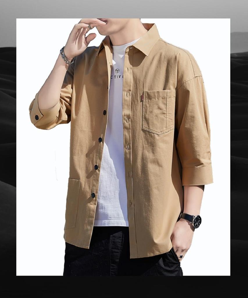 Shirts for Oxford Shirts [COMOOS] Men, 3/4 Sleeve, Casual, Plain, Shirts, Men's Casual, Cotton, Men's