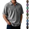Relaxed-textured Shirt With Retro Collar, Breathable Men's Short-sleeve T-shirt
