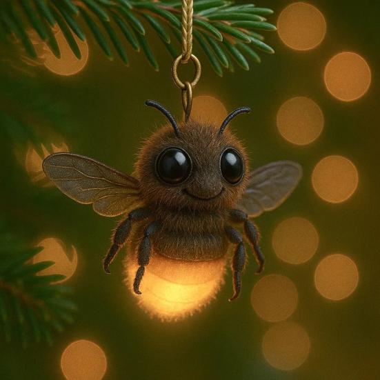 Insect Christmas Ornament 2D Acrylic Spider/Bee/Ladybug/Caterpillar Christmas Tree Ornament for Nature Lovers