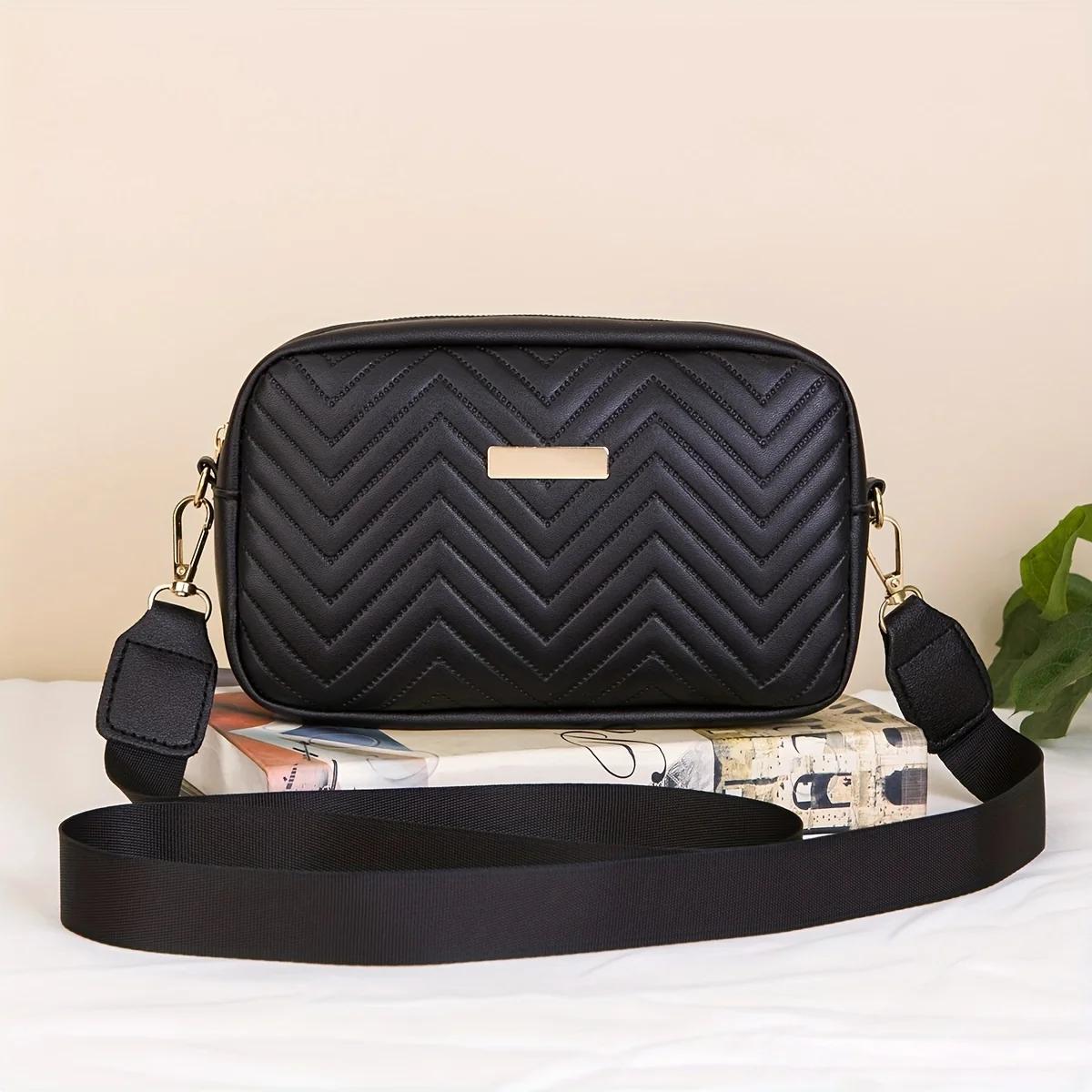 Market-6 Minimalistische Mini Modieuze Gewatteerde Crossbody Tas Portemonnee, Trendy PU Schoudertas, DAMES Casual Handtas en Mobiele Telefoon Portemonnee zwart