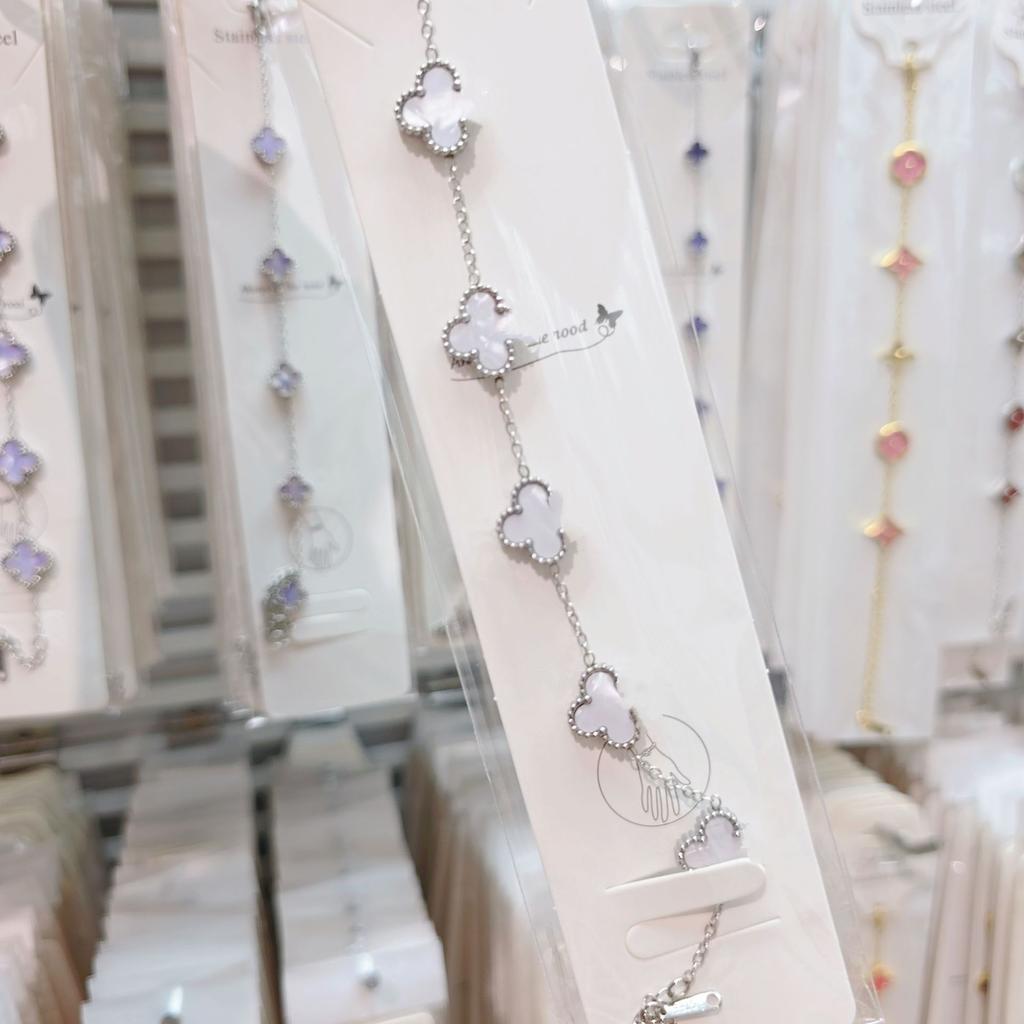 Double-sided Five-flower Four-leaf Clover Bracelet Titanium Steel Does Not Fade Light Luxury High-end Jewelry