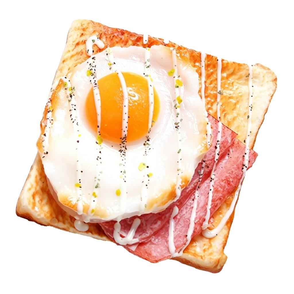 Simulation Bread Model Lifelike PU Model Prop with Fried Egg Water Proof Dust Proof Odor For Bakery Display
