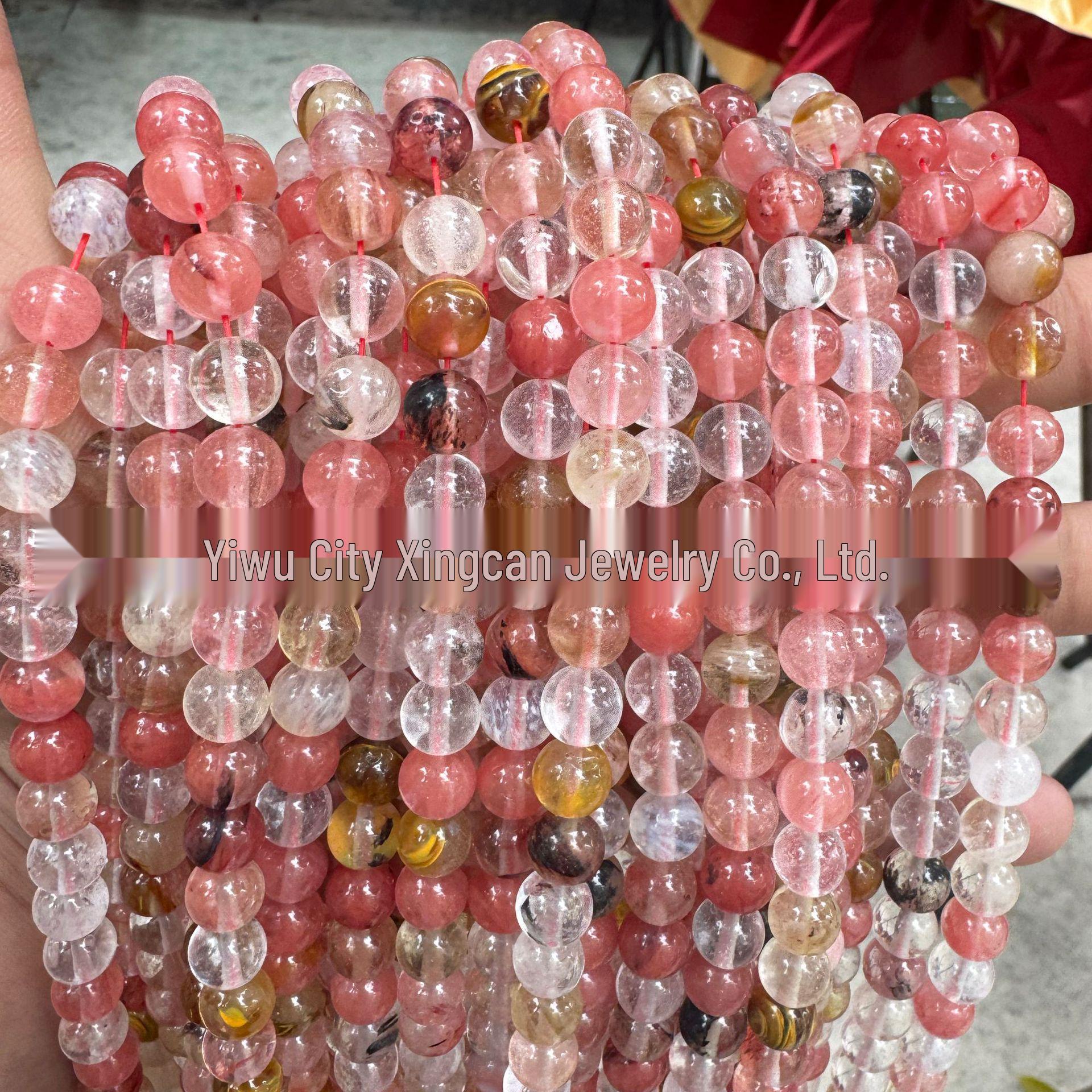 Watermelon Rind Pink Crystal Round Beads for DIY Necklace Crafting 6mm (approx. 60 beads)