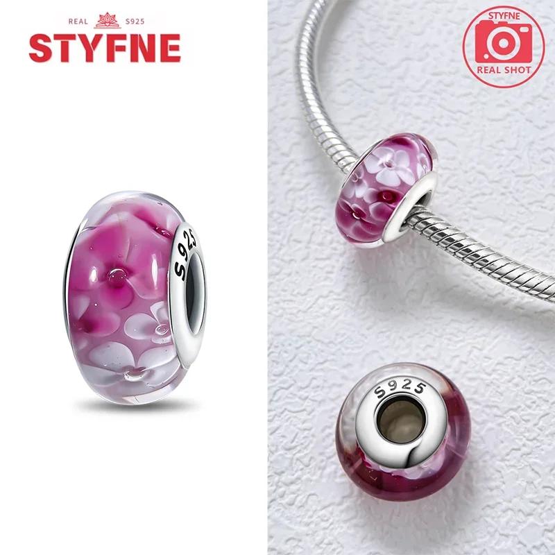 Copper Colorful Flower Series Murano Glass Beads Luxury Charm Fit Original Braceletdiy Fine Jewelry Gift For Women