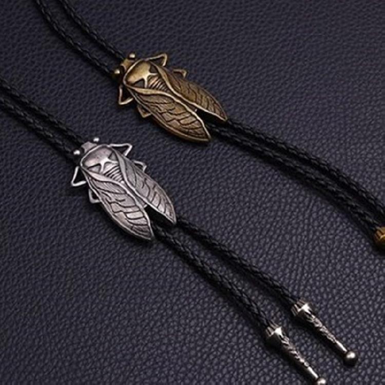 Bolo Tie for Men Western Cowboy Style Necktie with Carved Cicada Buckle Decors
