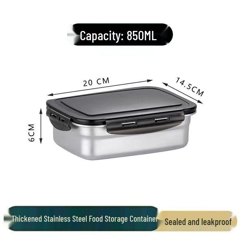 304 Stainless Steel Square Lunch and Storage Box with Lid
