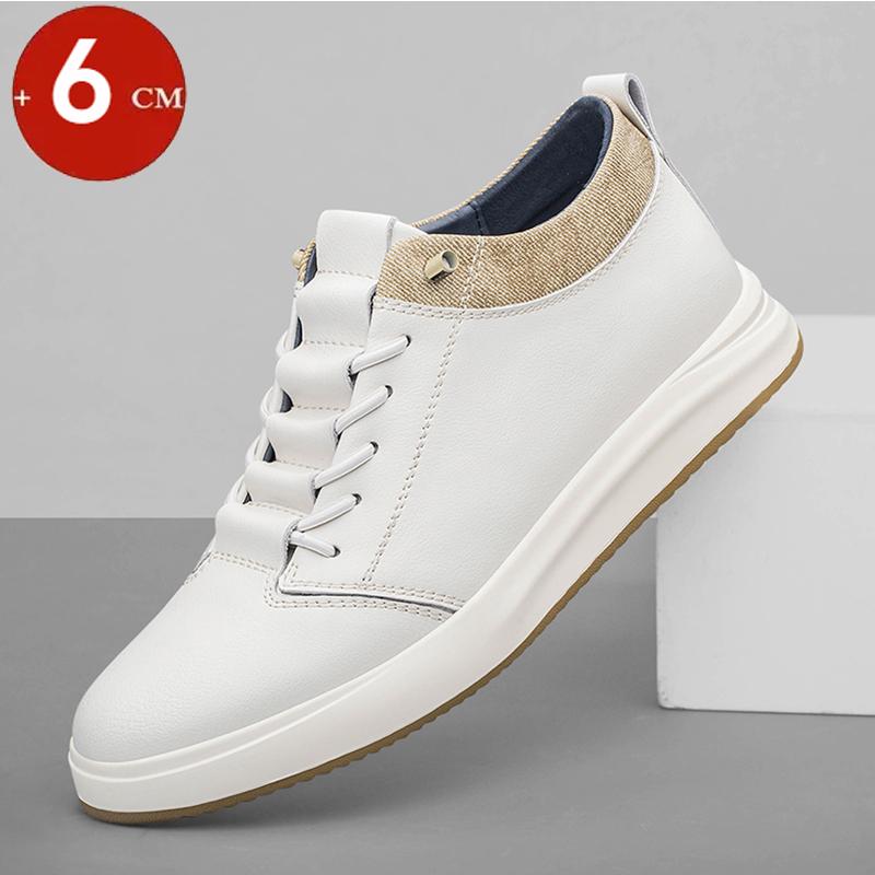 2026 Genuine Leather Height Increasing Elevator Shoes Men Height Increase Shoes 6cm 8cm Sneakers Sport Skateboard Casual Shoes