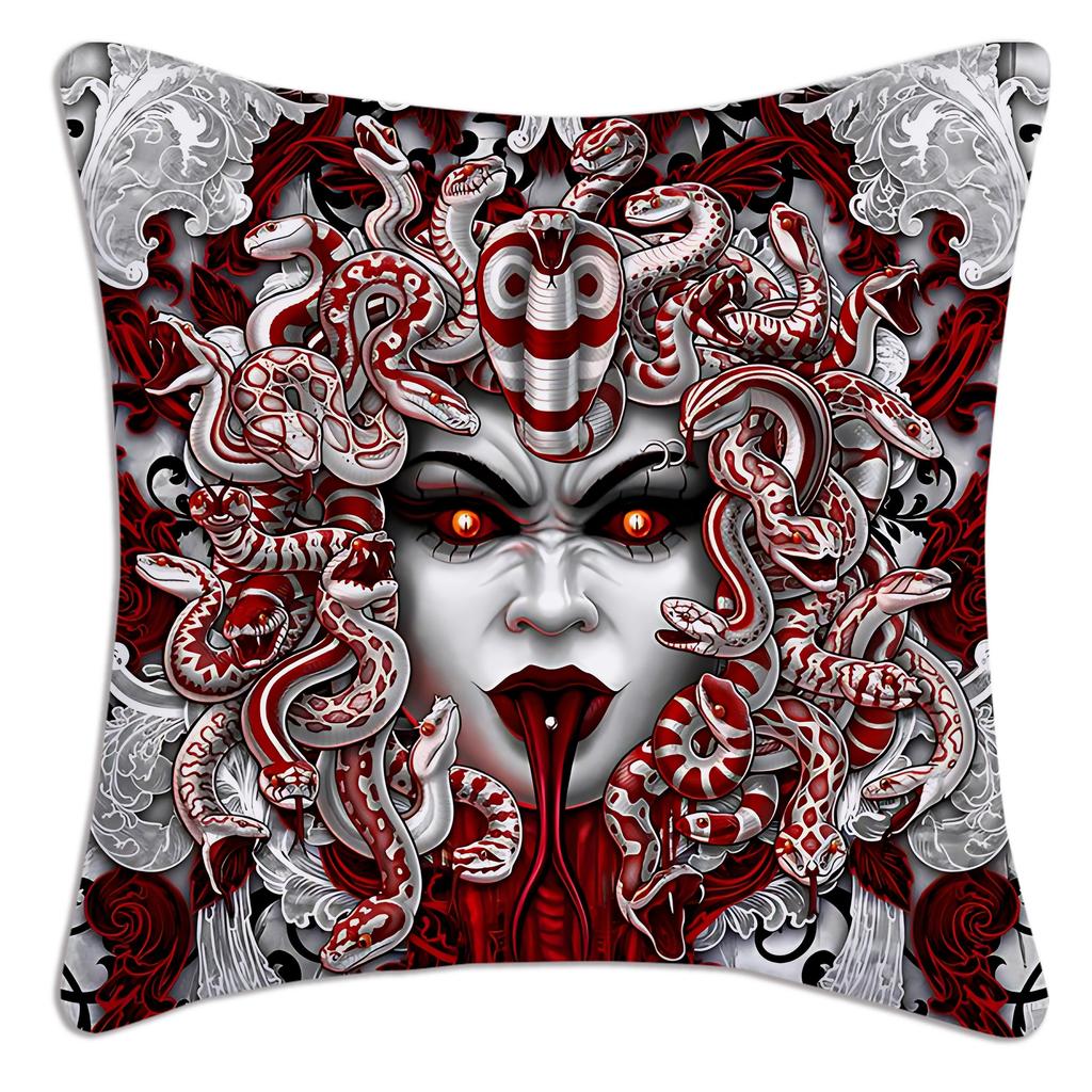 Pillow Covers Cartoon Snakeheaded Medusa Sofa Decorative Home Doublesided Printing Short Plush Cute Cushion Cover