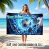 Soccer Theme Beach Towel Personalized Custom Name & Text Soft Quick Dry Beach Towel for Swimming Travel