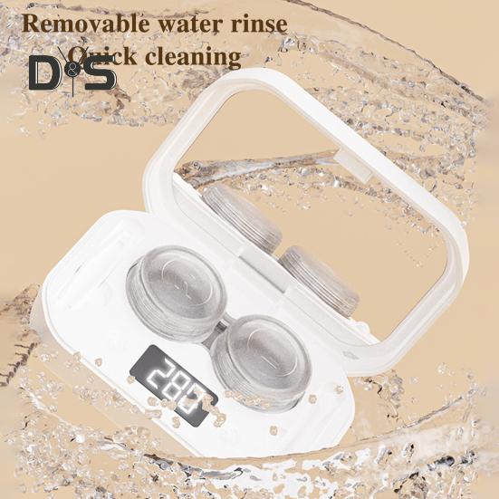 Ultrasonic Contact Lens Cleaner with 4 Timing Modes 360-degree High-Frequency Vibration USB Rechargeable Contact Lens Cleaner Machine