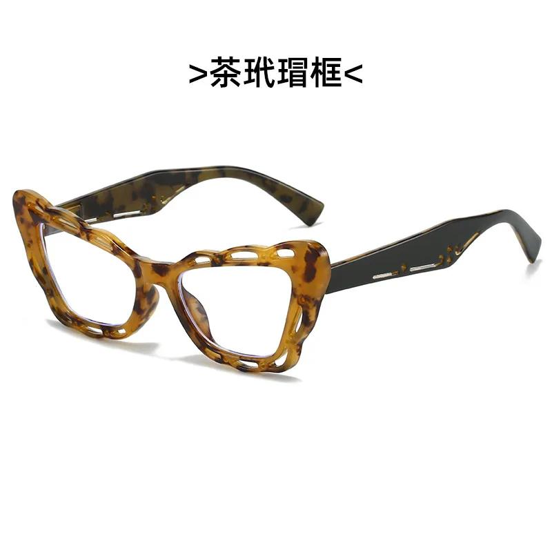 

Anti Blue Light Reading Glasses Butterfly Frame Spring Eyeglass Legs Colored Wing Hollow Border Reading Glasses +350 кофейный