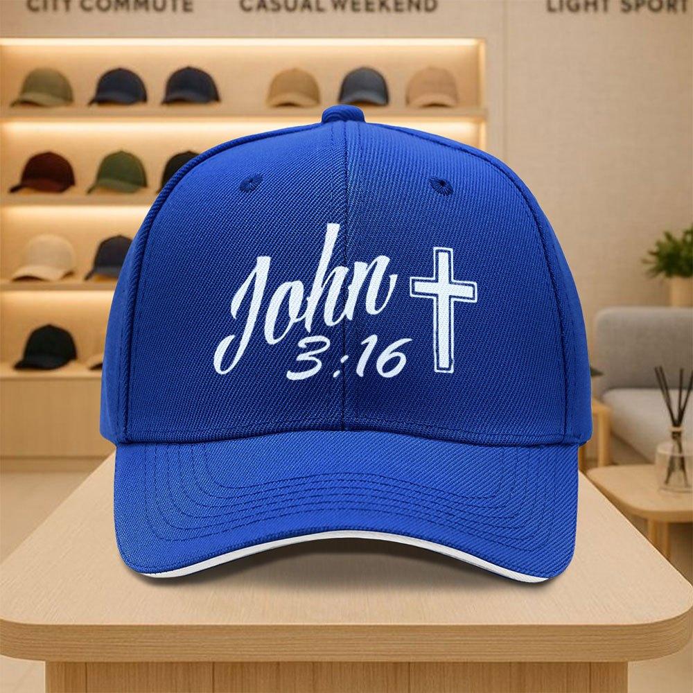 John 316 Cross Baseball Cap Unisex Polyester Casual Snapback Hat Adult Outdoor Sports Cap