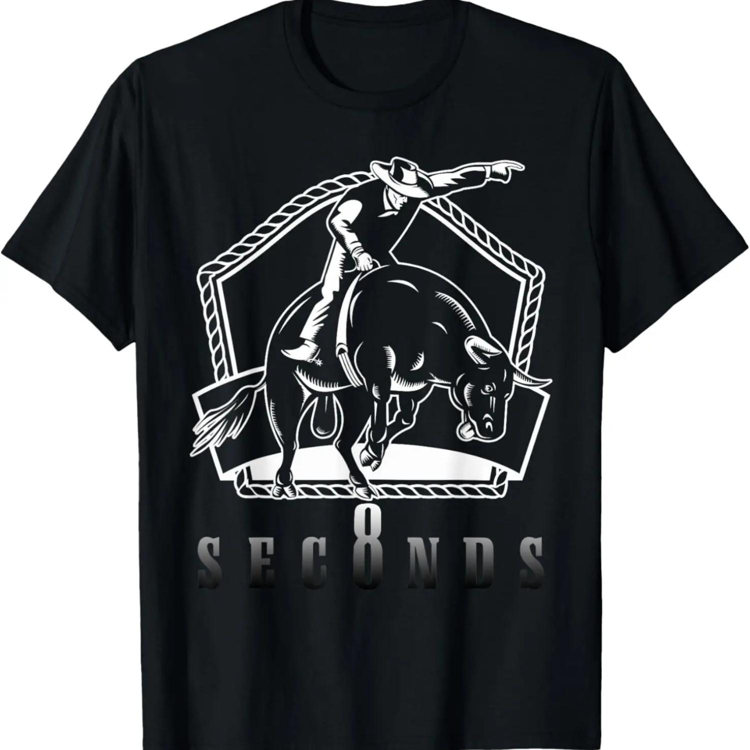 Cowboy Bull Riding Ask Me In Eight Seconds Western Rider T-Shirt S
