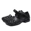Fashion GKTINOO Genuine Leather Square Toe Women's Shoes Spring/summer 2025 New Versatile Low Heel Woven Sandals