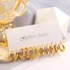 6Pairs/set Simple Gold Earrings Set for Women Retro Hoop Earrings Jewelry Accessories