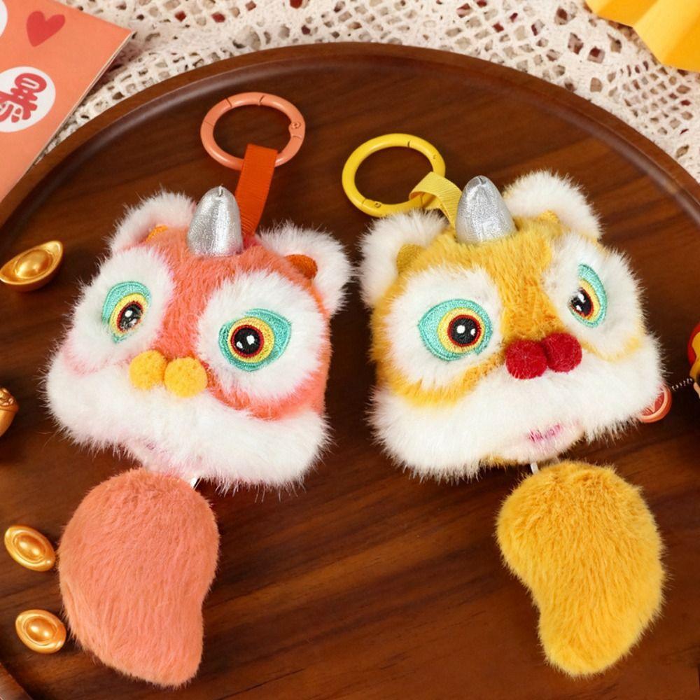 Cartoon Lion Dance Keychain Awakened Lion Chinese New Year Gift  Bag Hanging Accessories