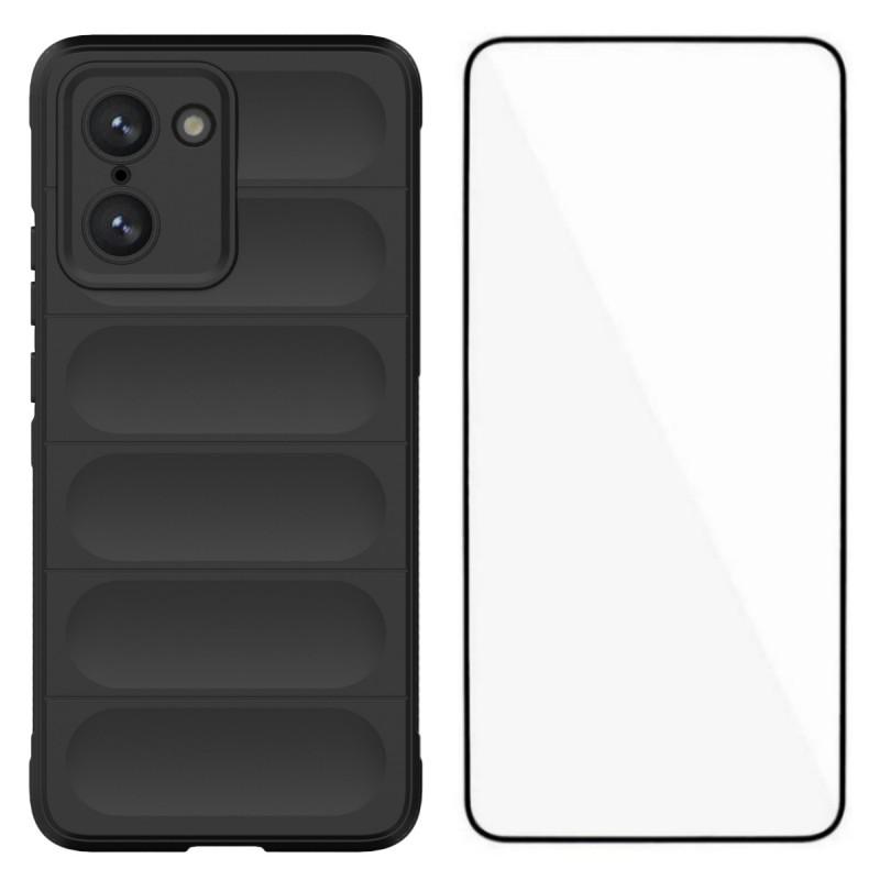 

For OnePlus Nord CE5 5G/OnePlus Ace 5 Racing 5G TPU Case WANLONFENG HD Series Anti Slip Phone Cover with Tempered Glass Black