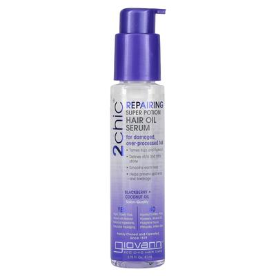 2chic, Ser reparator cu ulei de păr Super Potion, mure + ulei de cocos, 81 ml (2,75 fl oz)