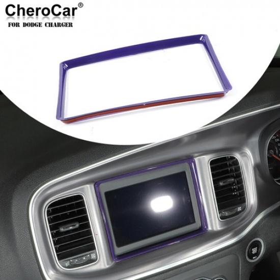 Armaturenbrett Navigation GPS Bildschirmabdeckung Zierrahmen Für Dodge Charger 2015+ Lila
