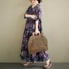 DIMANAF New 2026 Summer Beach Women Plus Size Lady Long Dress Loose Oversize Maxi Floral Print Cotton Vintage