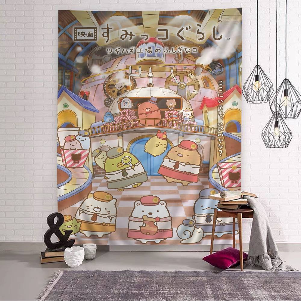 Japan Anime Sumikko Gurashi Wall Tapestry Hanging Tarot Hippie Wall Rugs Dorm Wall Hanging Sheets