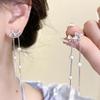 Bow Zircon Earless Ear Clips Pearl Long Fringed Earrings Temperament Lady Design Mosquito Coil Disc Earrings