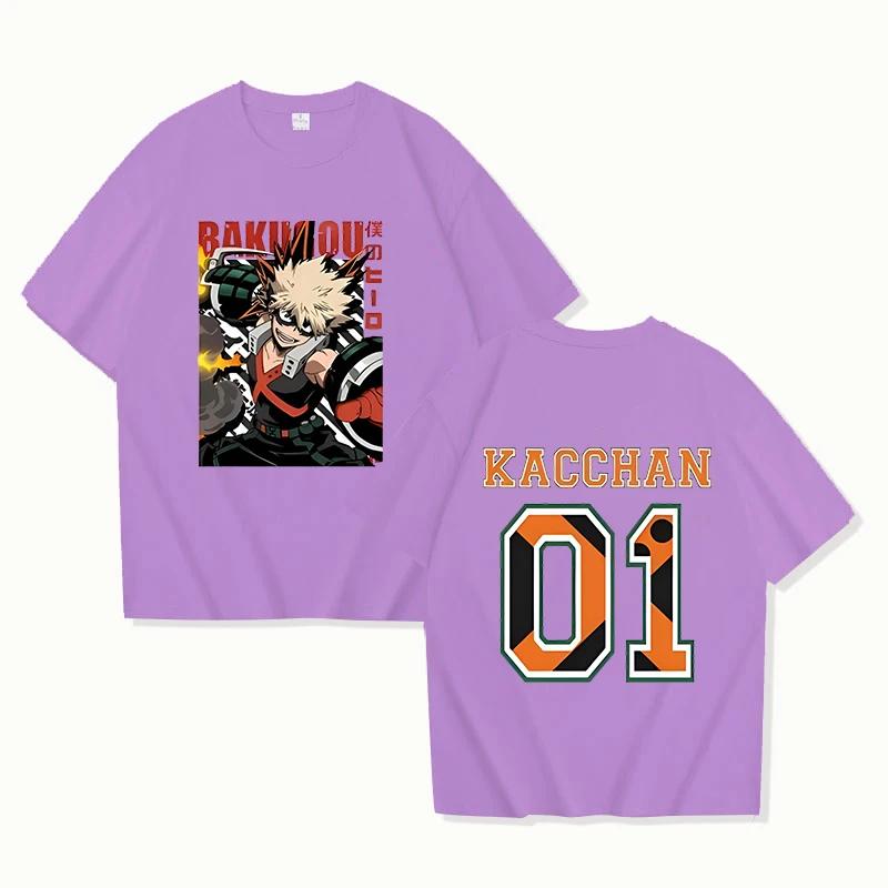 Hot Anime Bakugou Katsuki 01 Printing T-shirt Women Men Fashion Short Sleeve Street Casual Personality Y2k Summer T-shirt