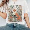 WomenS Casual TShirt with Fox and Flower Print
