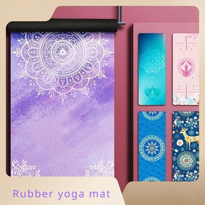 Natural Rubber Printed Yoga Mat with Velvet Surface Thin Non Slip Portable Sweat Absorbing Folding Floor Towel Fitness Exercise Washable Floor Mat