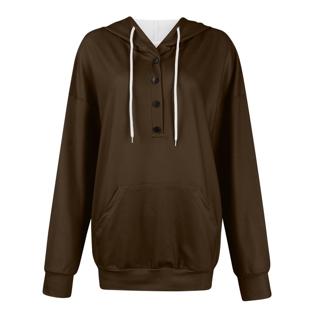 Women's Casual Fashion Solid Color Long Sleeve Pullover Hoodies Sweatshirts