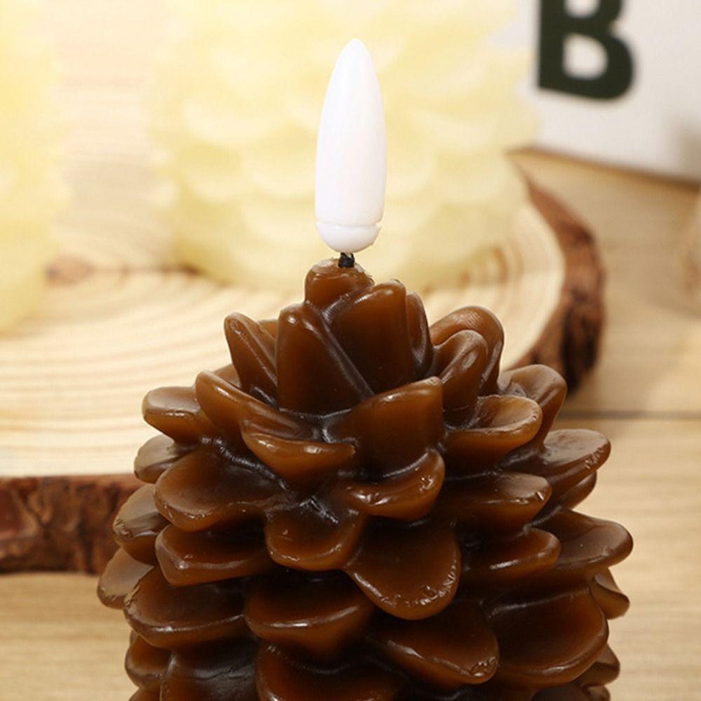 Warm Color Light LED Candles Flameless Electronic Candle Pine Cone Candle Light  Daily Night Use
