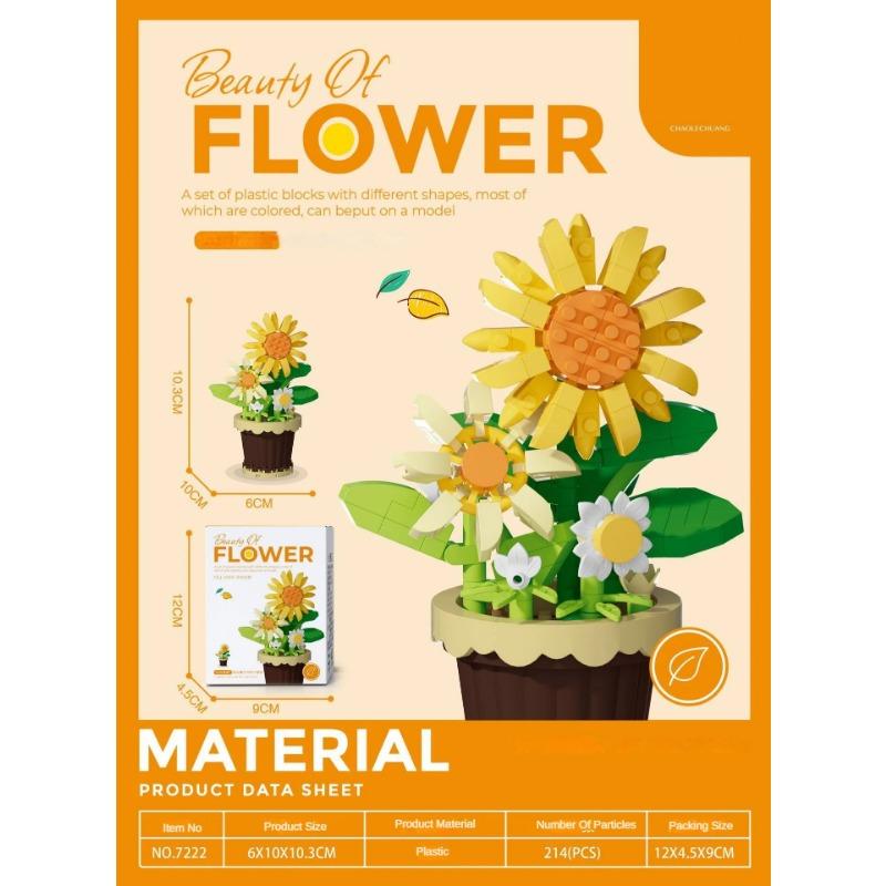 Building Block Flower Potted Plant Ornament Small Size Sunflower Rose Compatible WithBuilding Block Toys for Girl