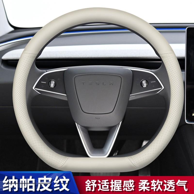 Housse de volant en cuir véritable pour Tesla Model 3 Y Diamètre 38 cm Style Sport Universelle