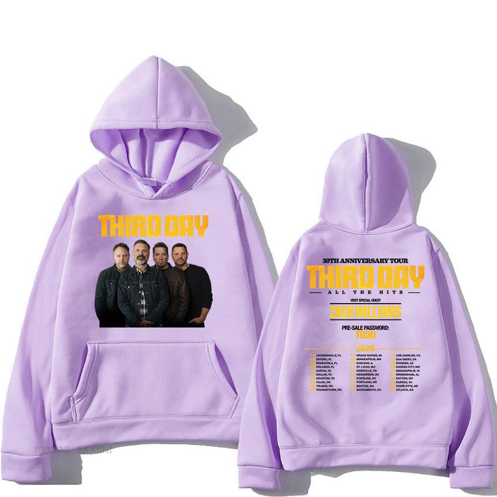 Third Day 30th Anniversary Tour 2026 Hoodies All The Hits Letter Printing Sweatshirts Long Sleeve Winter Male Hooded Pullovers