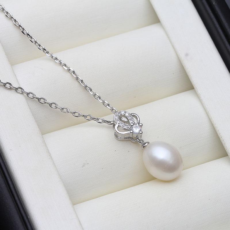 Real Natural pearl pendant 925 Woman,Freshwater Silver pearl pendant on the neck Wife Mother Birthday Gift White Pink Black